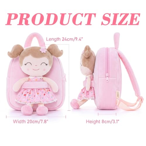 Gloveleya Kids Backpacks Girls Backpack Plush Bags Diaper Bag Backpack with Floral Doll Pink - color: A061 Flower Pink Backpack, size: 9 inches