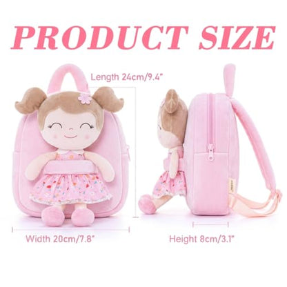 Gloveleya Kids Backpacks Girls Backpack Plush Bags Diaper Bag Backpack with Floral Doll Pink - color: A061 Flower Pink Backpack, size: 9 inches