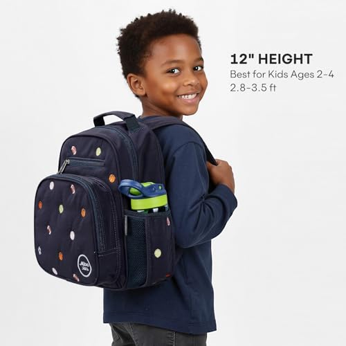 mibasies Toddler Backpacks for Boys 2-4: Quilted Backpack for Preschool Prek Daycare - Cute 12 Inches Bookbag for Little Kids Ball Blue - color: Ball Blue, style: Toddler-12"h(not Fit Folder)