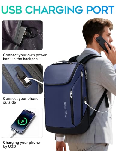 FUTURE AESTHETIC Business Smart Backpack Waterproof fit 15.6 Inch Laptop Backpack with USB Charging Port,Travel Backpack - color: Blue
