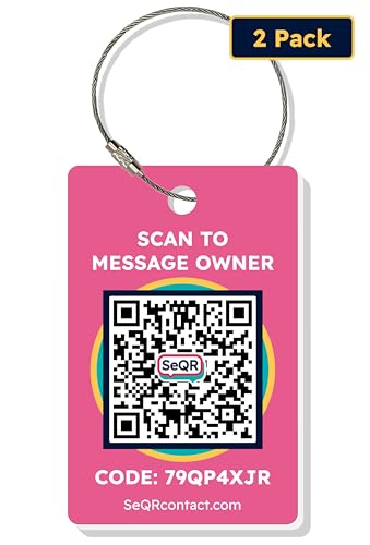 Smart Luggage Tags | Privacy QR Code Luggage Tag Keeps Personal info Private | Customizable Travel Suitcase Tags for Women Men | Use with GPS Bag Locator Tracking, Air Tag Android/iOS | Pink, 2 Pack - color: Pink