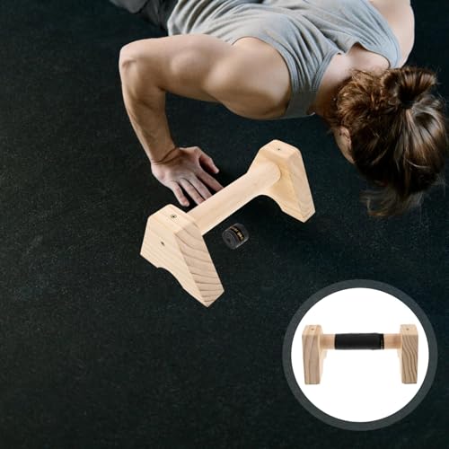 Cabilock Wooden Pushup Parallettes Bars 30cm Beech Wood Push up Handles with Non-slip Base for Strength Training Home Gym Fitness Equipment Men Women