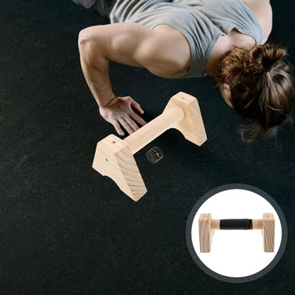 Cabilock Wooden Pushup Parallettes Bars 30cm Beech Wood Push up Handles with Non-slip Base for Strength Training Home Gym Fitness Equipment Men Women