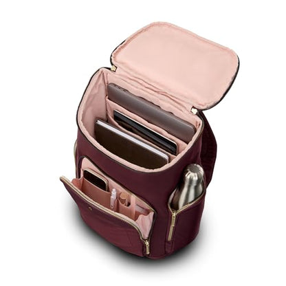 Samsonite Mobile Solutions 2 Deluxe Backpack, Laptop & Tablet Backpack with Padded Compartments, Front Zippered Pocket with Organizer, Water Bottle Pockets, StackIt™ Strap, Work & Travel Bag - Merlot - color: Merlot