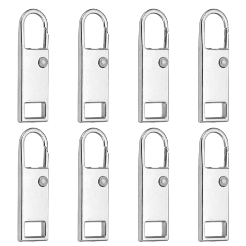 uxcell 8Pcs Zipper Pull Replacement, Metal Zipper Handle Mend Fixer Tab Repair for Luggage Suitcase Backpack Jacket Bags Boots Coat Handbags, Silver Medium - color: Silver, size: Medium