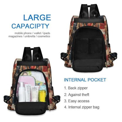 ALAZA German Shepherd American Flag Independence 4th Of July Trips Hiking Camping Rucksack Pack for Women - color: multicolor 15