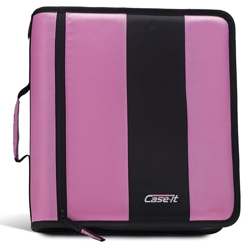 Case-it Classic Zipper Binder | 2-Inch O-Rings, 350 Sheet Capacity, Multiple Storage Pockets & Shoulder Strap | School & Office Organizer | D-251 Light Pink (Pack of 6) - color: Light Pink, size: 6 Pack