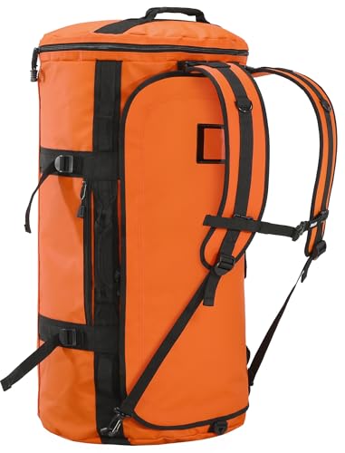 MIER Large Duffle Bag Backpack for Travel Camping Gym Sports, 45L/60L/90L | Water Resistant, Convertible Duffel, Detachable Backpack Straps, Shoe Compartment, Heavy-Duty Tarpaulin, 3 Sizes - color: Orange, size: 90L