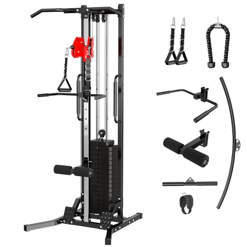 Cable Crossover Power Rack with 70kg Weight Stack,Single Arm Fly,High Low Pull Multi-Functional Home Gym