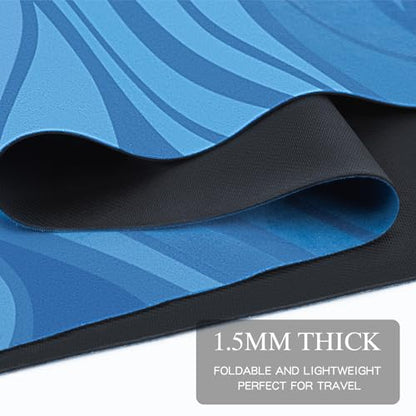 Foldable Yoga Mat, Non-slip Suede Fitness Mat With Carry Bag for Hot Yoga, Exercise, Pilates, 1.5mm Thick Lightweight Exercise Yoga Mat for Women - color: Blue