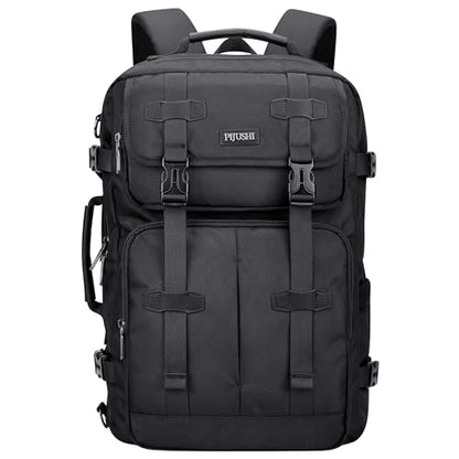 PIJUSHI Travel Backpack for Women Carry on Convertible Duffle Bag Flight Approved Luggage Backpack Fit 16-inch Laptop(PE053 Black) - color: Black