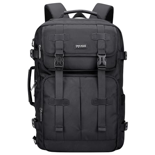PIJUSHI Travel Backpack for Women Carry on Convertible Duffle Bag Flight Approved Luggage Backpack Fit 16-inch Laptop(PE053 Black) - color: Black