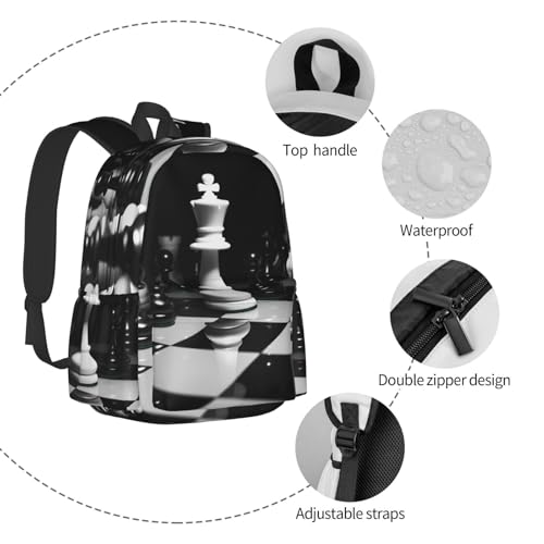black and white chess Travel Backpack for Men Women 15.6 inch Laptop Backpack Casual Daypack for Weekender - color: Black and White Chess
