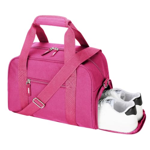 Searock 14 inch Small Gym Bag with Shoe Compartment - color: Rose Pink, size: 14 x 8 x 10″ (Small)