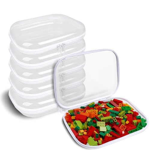 Clear Hard Shell Zipper Case,6PCS Transparent Clear Zipper Pouches,Hard Side Plastic Case Set,Portable Travel Storage Organizer Bins - color: 6pcs-M