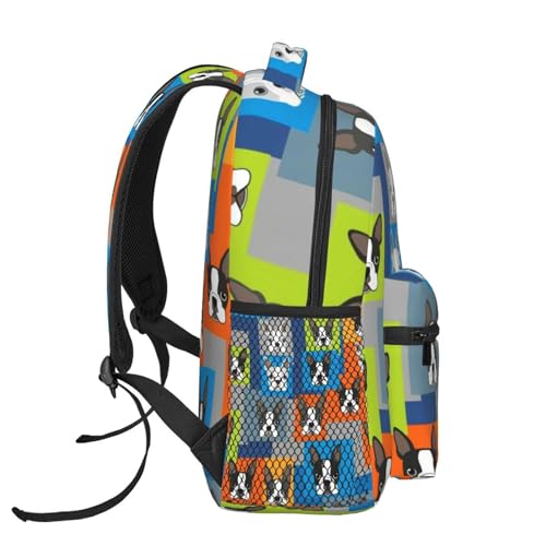 Work Laptop Backpack Boston Terrier Dogs Cartoon, Water Resistant Commuter Bag with Inner Pocket for Office, Business Travel and Daily Commute - color: Pattern (690)