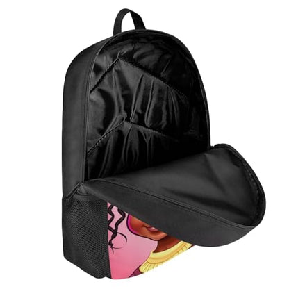 Afro Backpack School Kids Name Custom Bookbag for Student School Bag Personized Book Bag for Girls 6-8/10-12 African Back Pack Student Elementary Schoolbag - color: African Black Girl-15