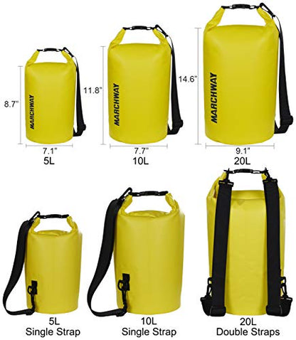 MARCHWAY Floating Waterproof Dry Bag Backpack 5L/10L/20L/30L/40L, Roll Top Sack Keeps Gear Dry for Kayaking, Rafting, Boating, Swimming, Camping, Hiking, Beach, Fishing - color: Lemon Yellow, size: 5L