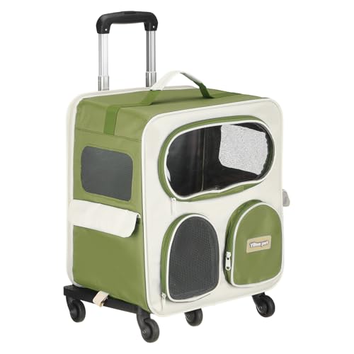 Pet Backpack Carrier, Portable and Ventilated, Nylon Dogs Cats and Small Animal Travel Bag 14.17", (Green, 1 Pcs), Intended for Hiking/Camping/Traveling - color: Green