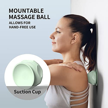 Mountable Self-Massage Ball Handfree with Suction Cup,Deep Tissue Back Sore Muscle Knot Massager,Myofascial Release,Manual Massage Balls, Foot Plantar Fasciitis, Back Stress Relief - Green - color: Green