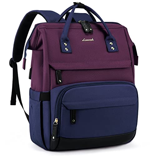 LOVEVOOK Laptop Backpack for Women, 15.6 Inch Work Business Backpacks Purse With Large Capacity, Waterproof Nurse Bag College Bookbag for School, Waterproof Casual Daypack for Travel - color: Purple-blue-black, size: 15.6 INCH