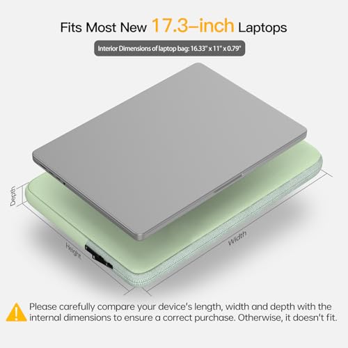 Laptop Sleeve 17 17.3 inch, Padded Travel Case for HP 17 inch Laptop/Envy 17 / Pavilion 17, Water-Resistant Portable Computer Protective Pouch Bag -Mint Green - color: Mint Green