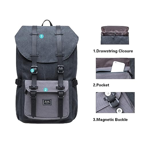 KAUKKO Laptop Outdoor Backpack Traveling Daypack Hiking Rucksack Large Capacity Bag Fits 15.6" (E5-1BG-NEW) - color: 5-1-blackgrey-new