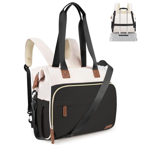 Diaper Bag Backpack Mommy Bag Large Capacity Diaper Backpack Travel Essential Baby Diaper Bag for Mom and Dad, Black & Beige - color: Black & Creamy-white