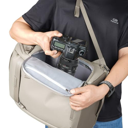 VANGUARD VEO Metro B20L Camera & Everyday Backpack (Cream) – Fits 70–200mm Attached, 14" Laptop Storage, Convertible Daypack Design, Carry-On Ready - color: Cream, size: 20L