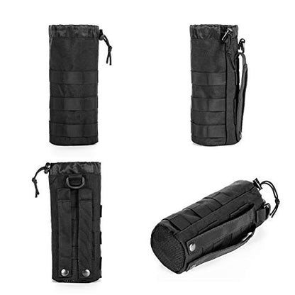 Upgraded Sports Water Bottles Pouch Bag, Tactical Drawstring Molle Water Bottle Holder Tactical Pouches, Travel Mesh Water Bottle Bag Tactical Hydration Carrier - color: 2 Molle Pouch
