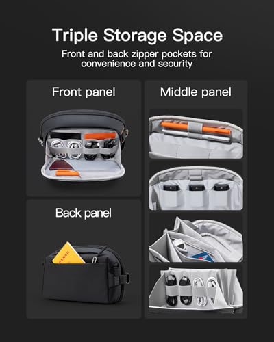 Inateck New Electronics Organizer Travel Case, 180° Open Water-resistant, Large Capacity Travel Cord Organizer, Portable Storage Bag, Black