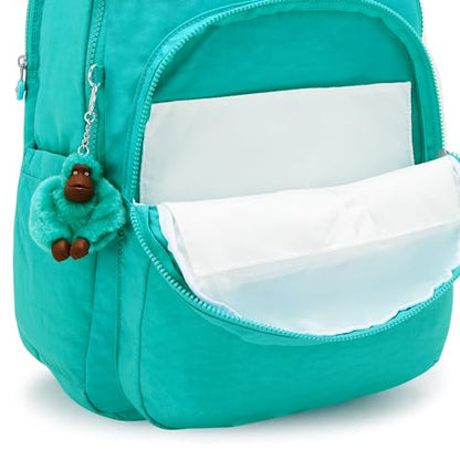 Kipling Women's Seoul Extra Large 17" Laptop Backpack, Durable, Roomy with Padded Shoulder Straps, Built-In Protective Sleeve - color: Peacock Teal, size: Large