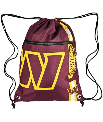 FOCO Washington Commanders NFL Drawstring Backpack with Zippered Pocket — Officially Licensed, Cordura Nylon - color: Washington Commanders