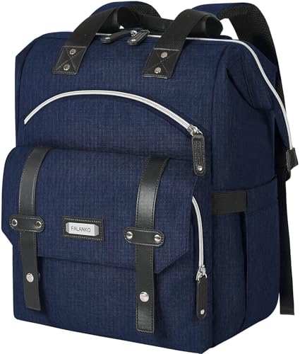 FALANKO Laptop Backpack for Women, Doctor Teacher Work Bookbag College Shoulder Bag with RFID Anti-theft, Nurse Travel Business Bag for Men Women Fit 15.6 Inch Computer - color: Blue, size: 15.6 Inch