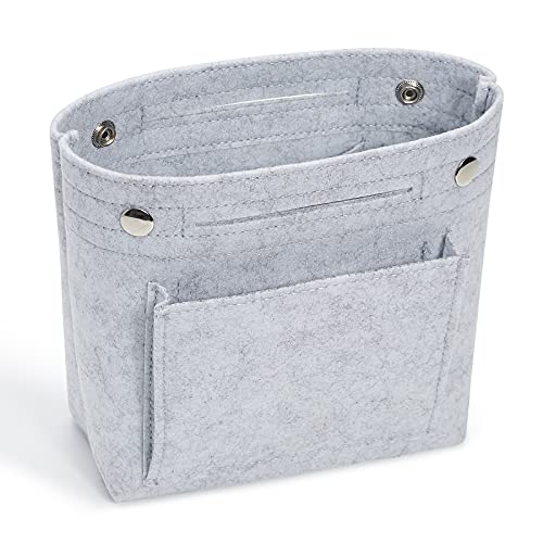 Vercord Mini Slim Small Felt Purse Organizer Insert Inside Handbag Tote Pocketbook for Women Light Grey - color: A-mini-light grey new