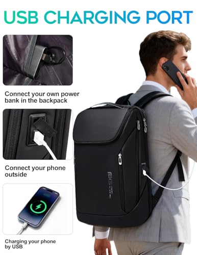 FUTURE AESTHETIC Business Smart Backpack Waterproof fit 15.6 Inch Laptop Backpack with USB Charging Port,Travel Backpack - color: Black