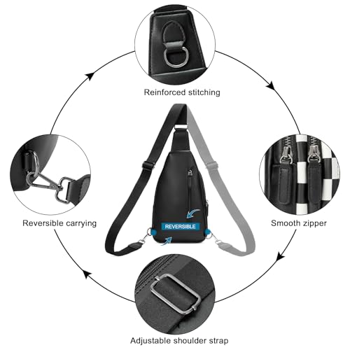 CLUCI Crossbody Bags for Women Men,Leather Sling Bag Cross Body Backpack for Woman Gifts for Women Birthday Unique - color: 0-1 Black and White Chessboard