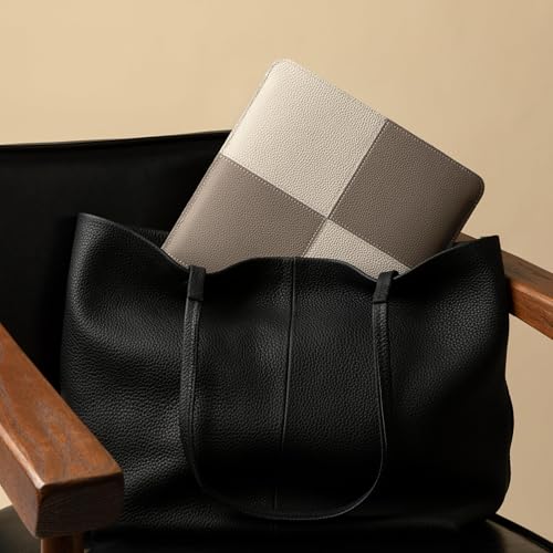 Comfyable Laptop Sleeve 13 Inch Precisely Compatible with MacBook Air M5 M4 2026 & MacBook Pro M2 M1 2022, Genuine Leather Protective Case Cover, Cream & Gray - color: Cream & Gray, size: 13 inch