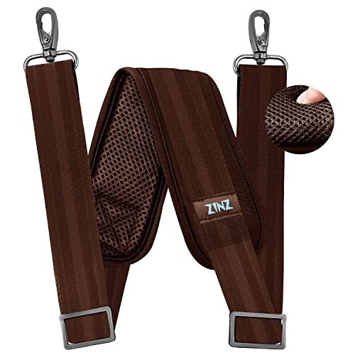 ZINZ 79 inch Shoulder Strap, Extra-thick Fixed Cushion Pad and Dual Clasps Universal Replacement Strap with Metal Swivel Hooks for Laptop Bags, Luggage Bags, Camera, Crossbody (200cm,Brown) - color: Brown