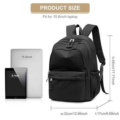 Casual Laptop Backpack for Women Men College Bookbag Waterproof Lightweight School Bag 15.6inch Laptop Daypack Large Capacity School Backpack for Teens Boys Girls, Black - color: Black a