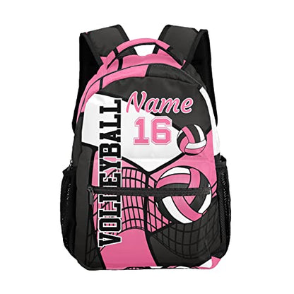 Personalized Volleyball Pink Black White Multifuction Backpack with Name Text for Women Men Gift - color: Backpack 2