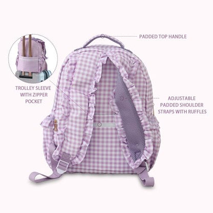 DYSHAYEN Kids Backpack for Girls, Purple Gingham - color: Purple Gingham