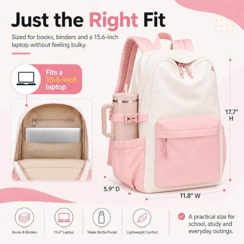 LOIDOU Girls Backpack for Kids Cute School Bookbag - color: Pink White-, size: L-17"