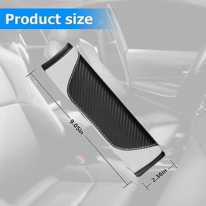 AUCELI 2PCS Car Seat Belt Cover, Carbon Fiber Seatbelt Shoulder Strap Covers, Breathable Leather Soft Harness Pad Protect Your Neck and Shoulder Compatible with Cars - color: Black/White