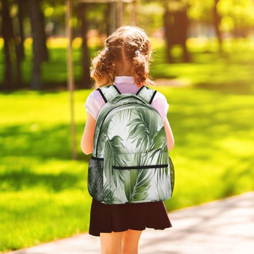 Palm Leaf Backpack with Chest Strap, Casual Backpack for Women Men, 16 Inch Daypack for Travel Work, Tropical Plant Print - color: Turquoise