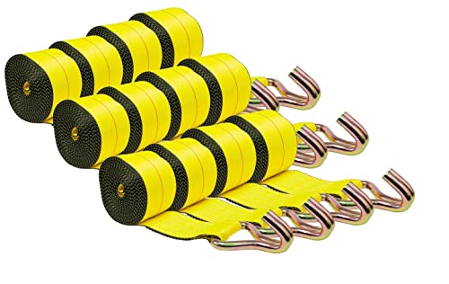 Mytee Products (12 Pack) 3" x 30' Winch Straps w/Wire Hook, WLL 5000 Flatbed Tie Down Strap - color: 12 - Pack, size: 3" x 30'