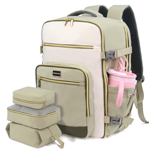 Travel Laptop Backpacks, 30L Carry On Backpack with 3 Packing Cubes, Travel Backpack for Women Airline Approved, Overnight Weekender Backpacks (Green) - color: Green