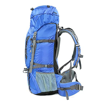 Wind Tour Outdoor 60L Ripstop Trekking Bag Sport Backpack with Rain Cover for Climbing Cycling (Blue) - color: Blue