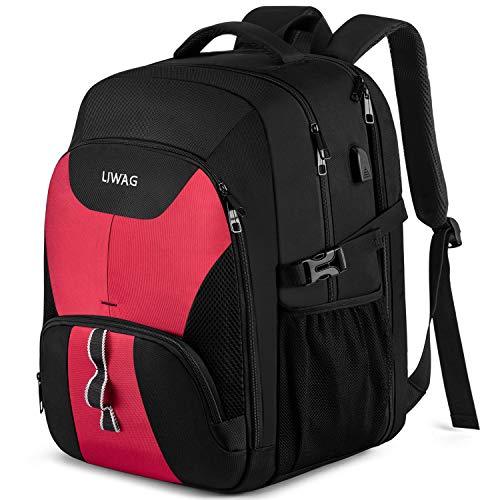 LIWAG Extra Large Laptop Backpack for Women,Womens Business Travel Backpack with USB Port,Anti Theft Water Resistant College Daypack Padded Computer Bag Fits 17.3Inch Laptop Notebook,Red - color: Red, size: 17inch