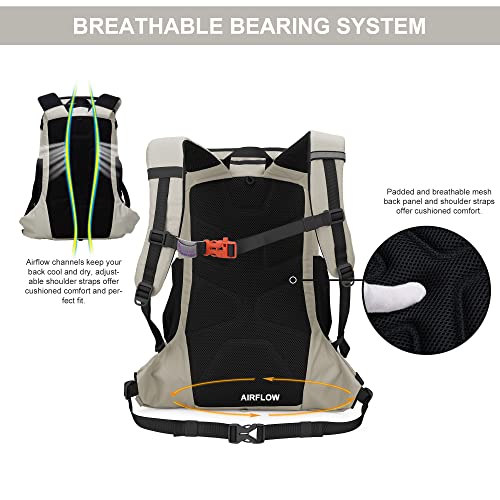 MOUNTAINTOP Hiking Backpack 35L Travel Backpack Lightweight Daypack for Men&Women Outdoor Camping - color: 6413-creamy White